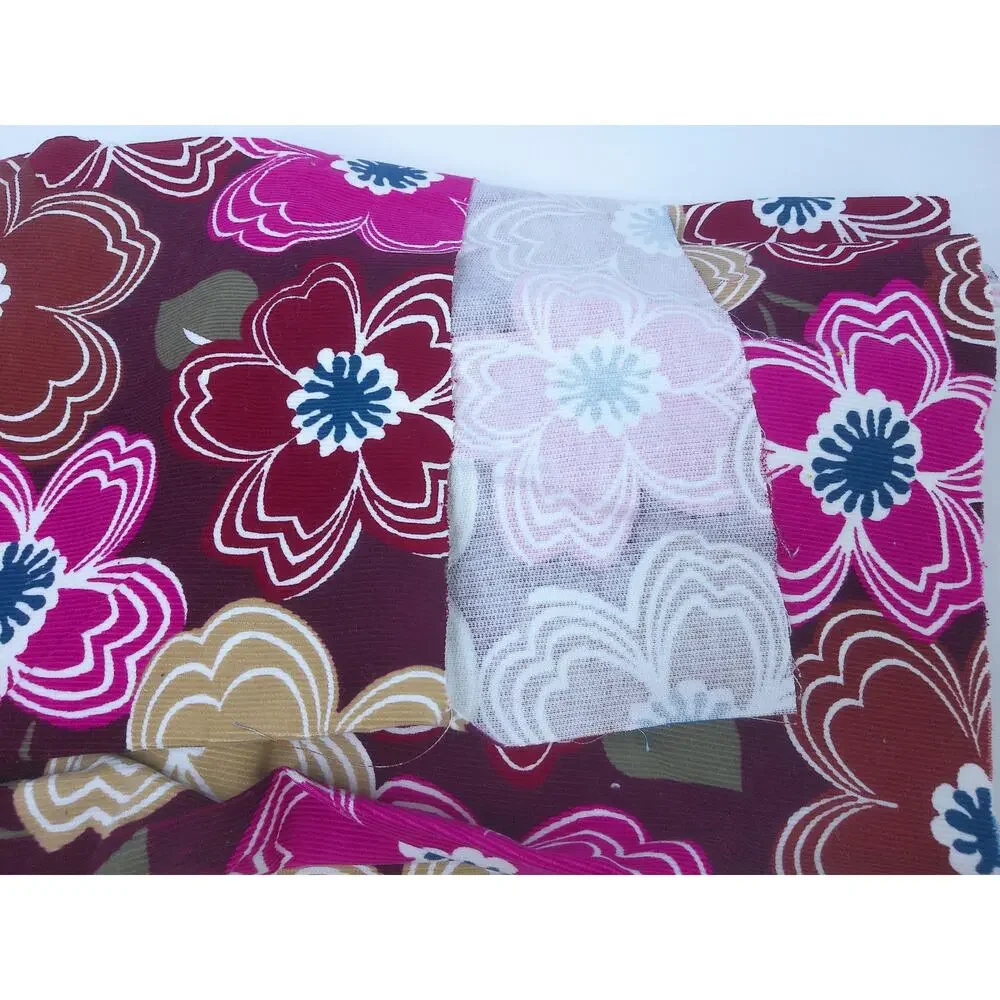 Vintage Floral Corduroy Fabric Psychedelic Pop Art Retro Remant Textile 2 Yards